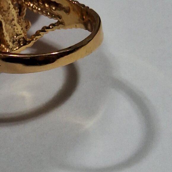 Vtg Park Lane Gold Tone Clear Rhinestone Filigree Statement Cocktail Ring Size 8 - Picture 4 of 10